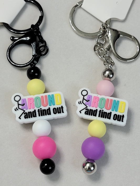 Funny Sayings Keychains- Warning - Adults only