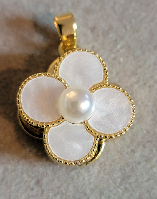 Anxiety Pendant- Pearlescent flower spinner pendant