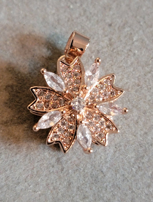 Anxiety Pendant- Rose Gold and Diamond Color Gem spinner pendant
