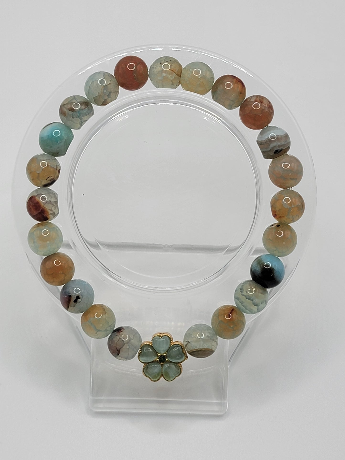 Agate Blue/Brown Crystal Bracelet