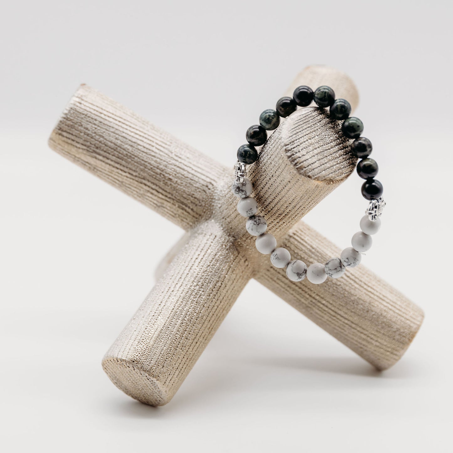 Howlite and Black Obsidian Crystal Bracelet